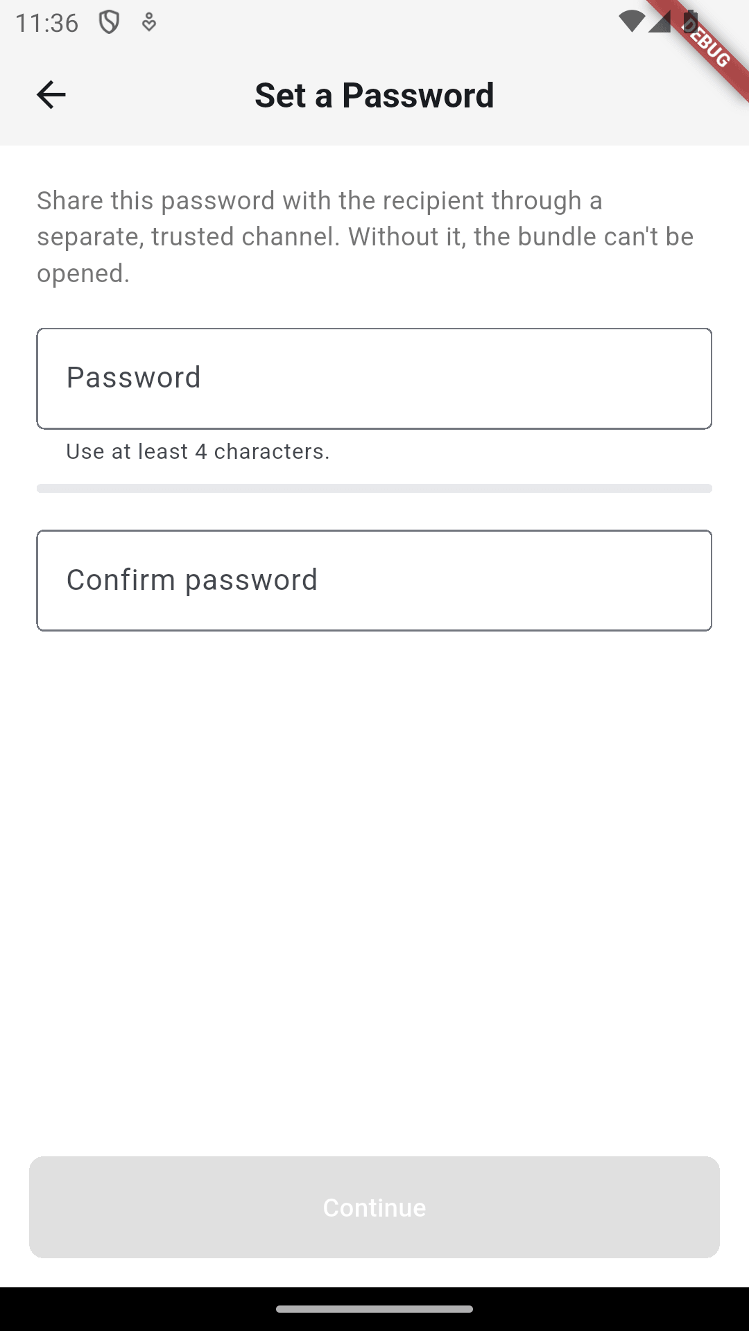 Setting the password that protects the bundle