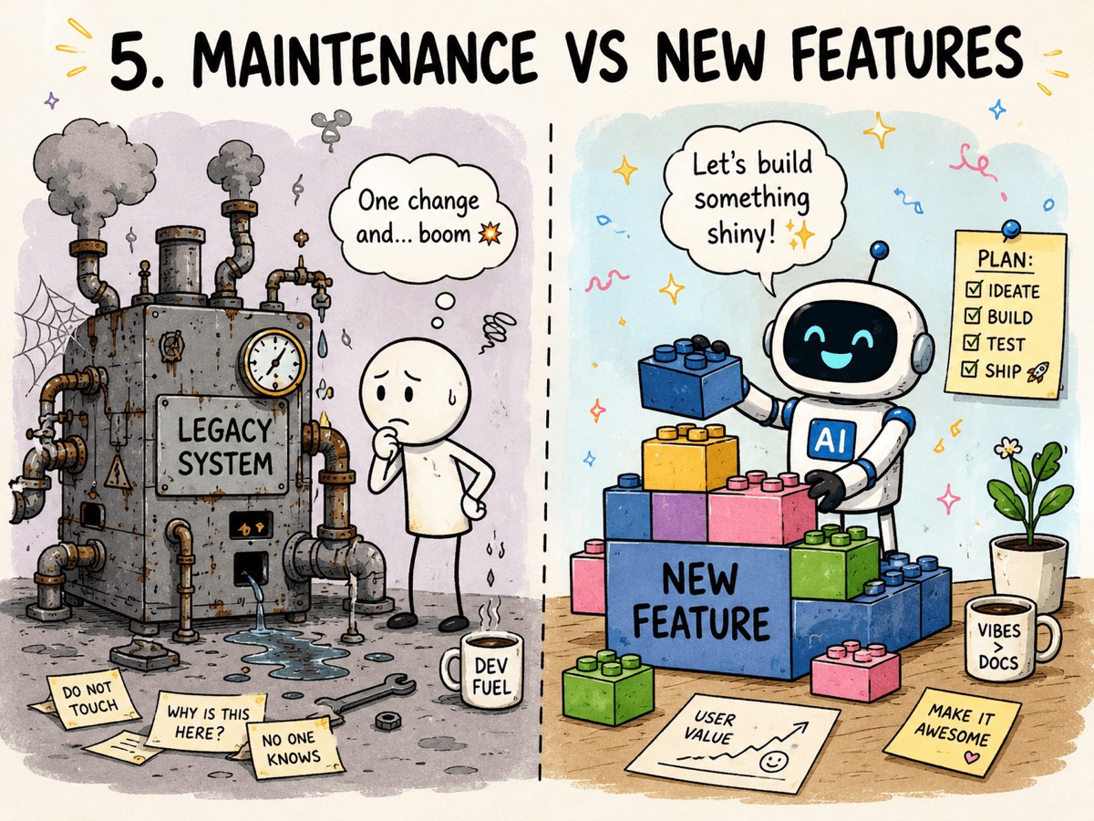 Fragile legacy system versus shiny new features built by AI